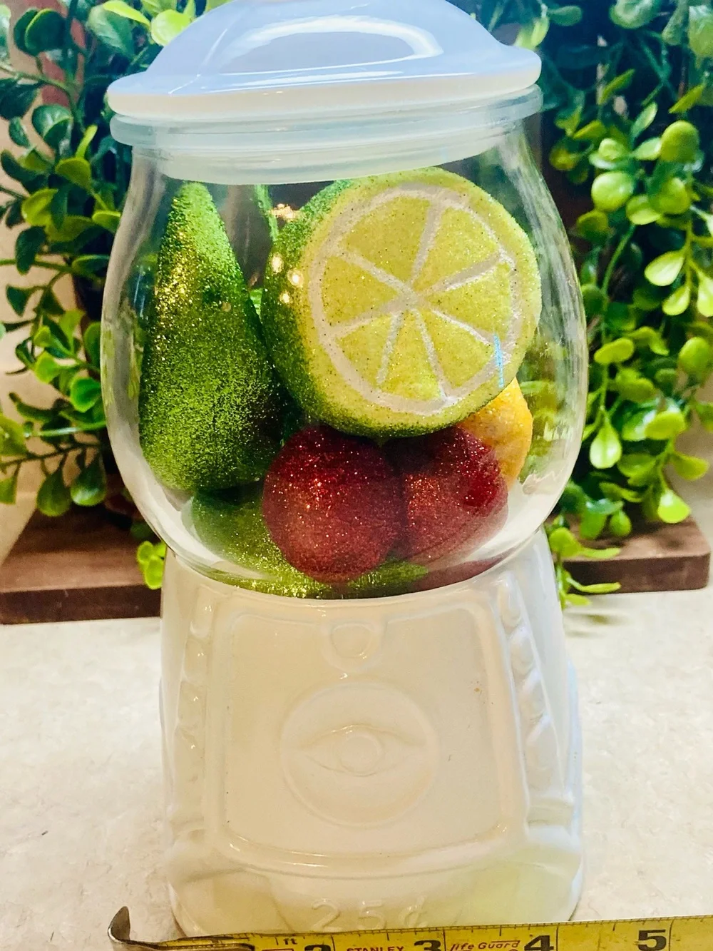 Target Gumball Machine - White 8” Gumball already filled w/ colorful fruit decor